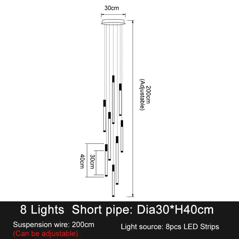 Modern white and gold led staircase chandeliers for living room