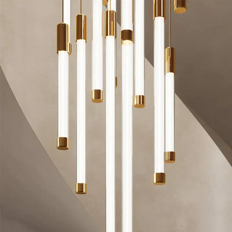 Modern white and gold led staircase chandeliers for living room