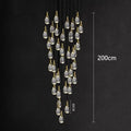 Modern gold crystal led staircase chandeliers living room pendant light
