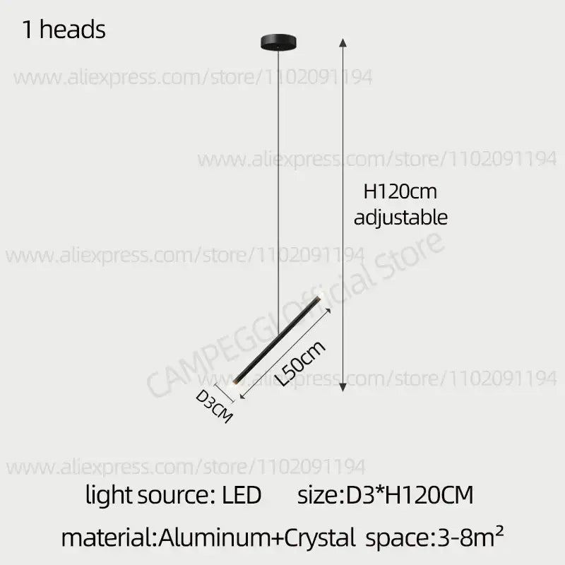 Modern black led staircase pendant chandelier dining room light