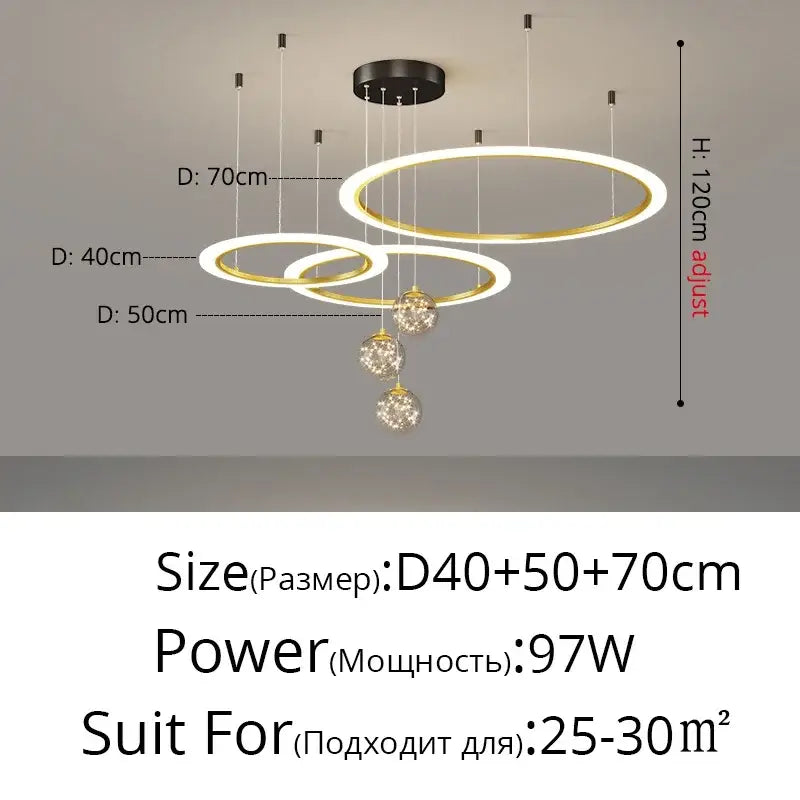 Modern black & white led star chandelier living room light