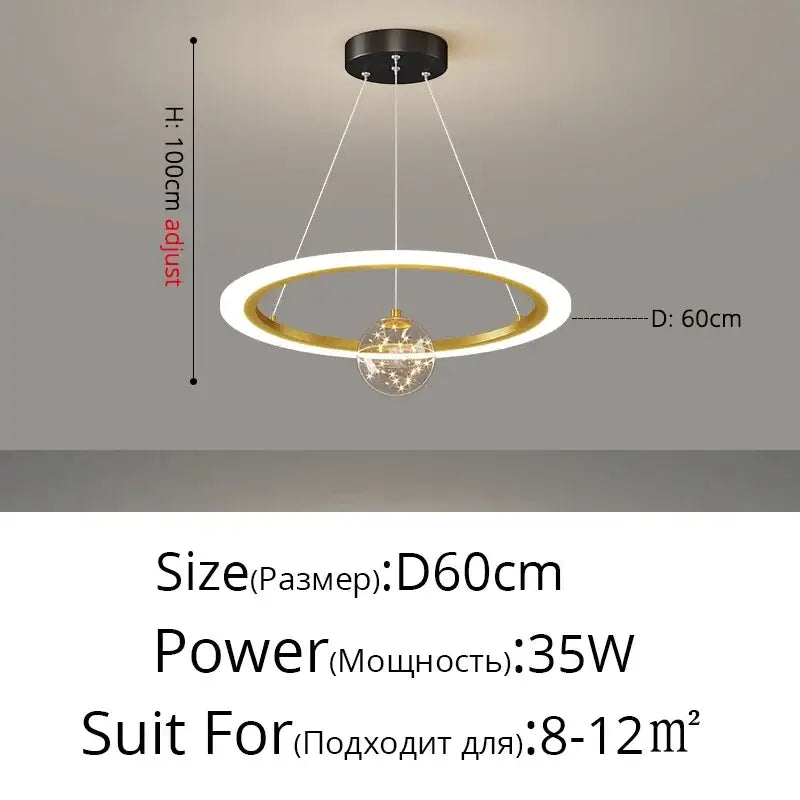 Modern black & white led star chandelier living room light