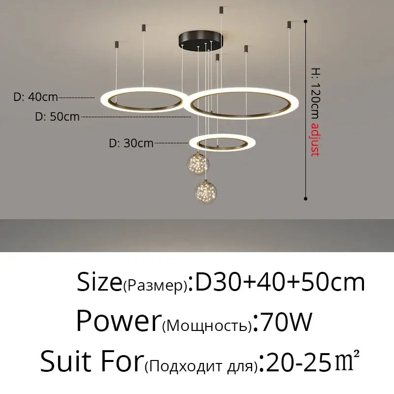 Modern black & white led star chandelier living room light