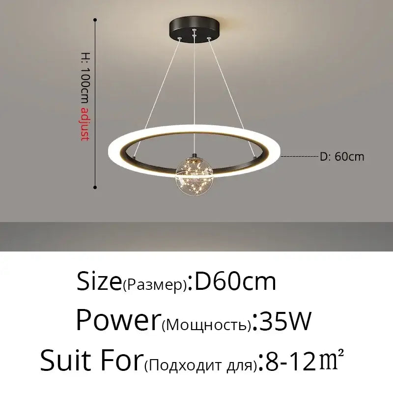Modern black & white led star chandelier living room light