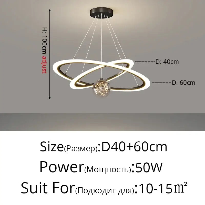 Modern black & white led star chandelier living room light