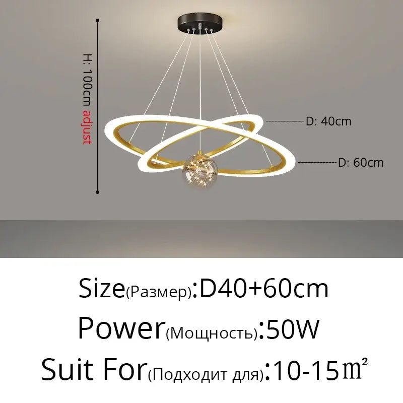 Modern black & white led star chandelier living room light