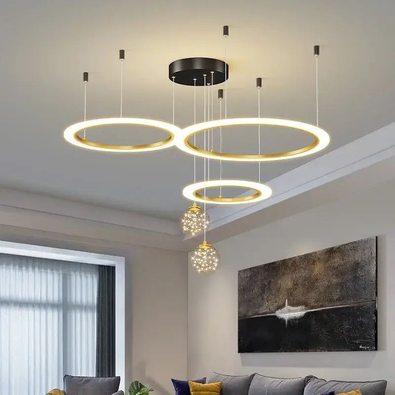 Modern black & white led star chandelier living room light