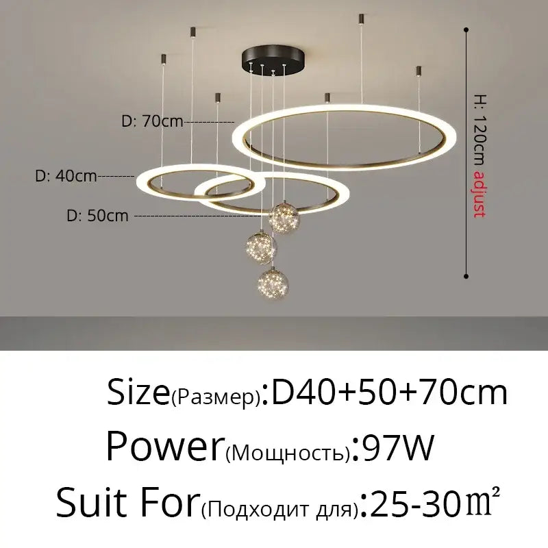 Modern black & white led star chandelier living room light
