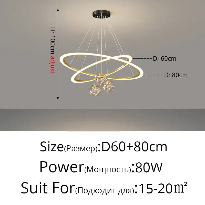 Modern black & white led star chandelier living room light