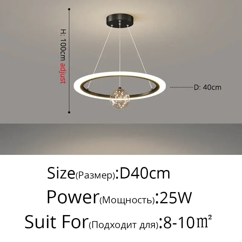 Modern black & white led star chandelier living room light