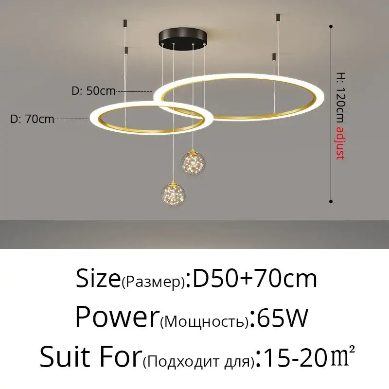 Modern black & white led star chandelier living room light