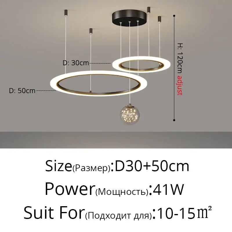 Modern black & white led star chandelier living room light