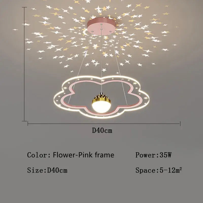 Pink & white decorbites led star chandelier bedroom cloud light
