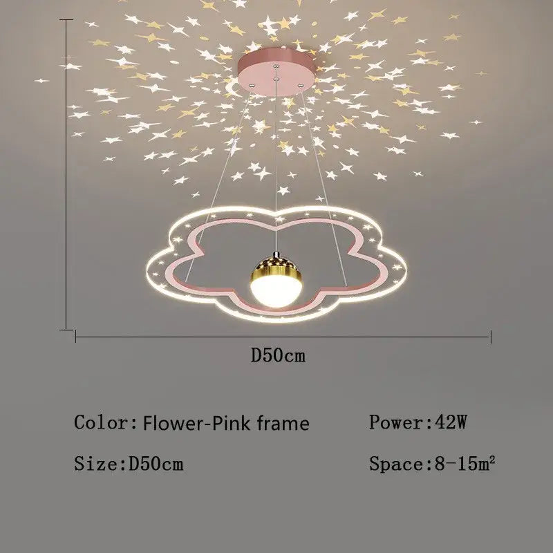 Pink & white decorbites led star chandelier bedroom cloud light
