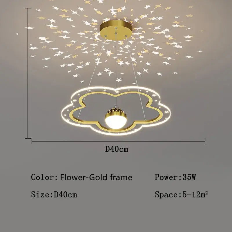 Pink & white decorbites led star chandelier bedroom cloud light