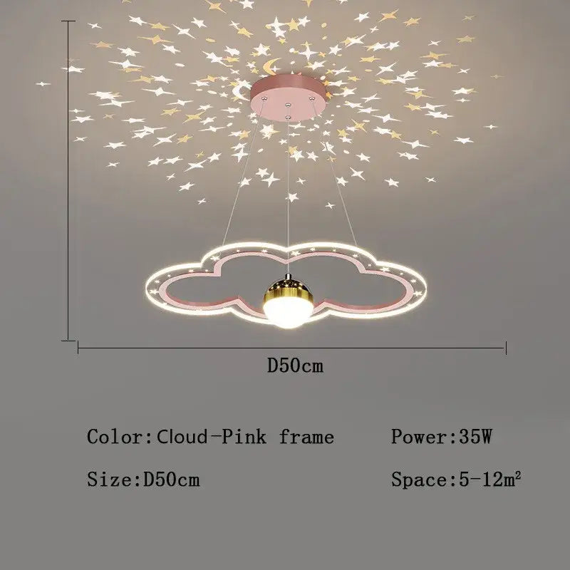 Pink & white decorbites led star chandelier bedroom cloud light