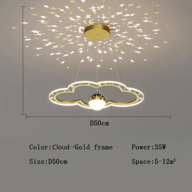 Pink & white decorbites led star chandelier bedroom cloud light