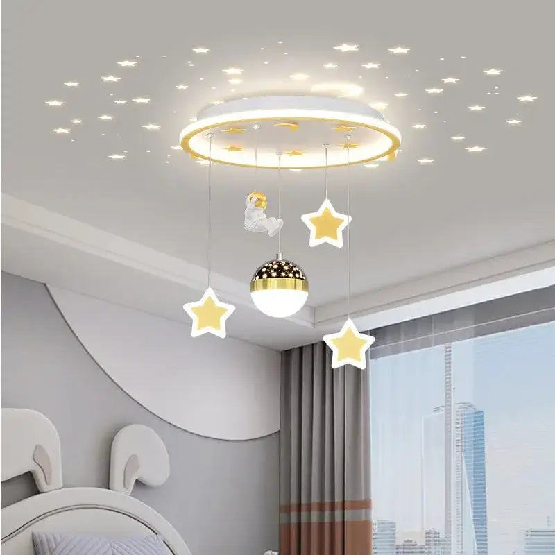 Pink & white decorbites led star chandelier bedroom cloud light