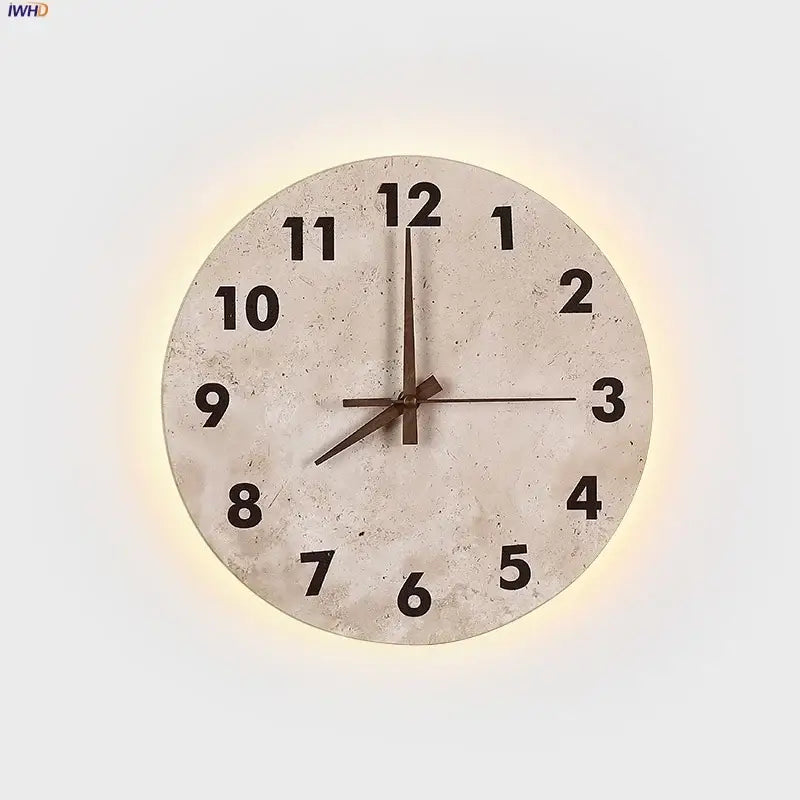 Modern yellow stone clock wall lamp bathroom backlight mirror light