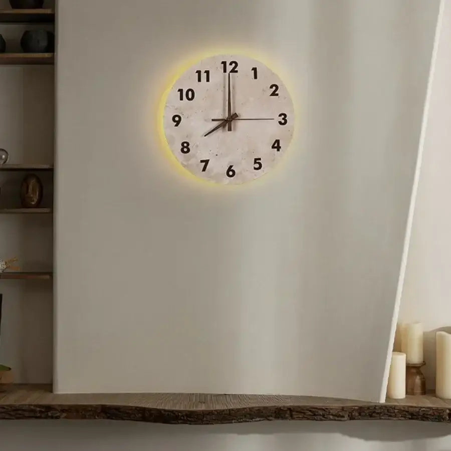 Modern yellow stone clock wall lamp bathroom backlight mirror light