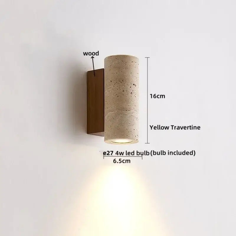 Modern yellow stone clock wall lamp bathroom backlight mirror light