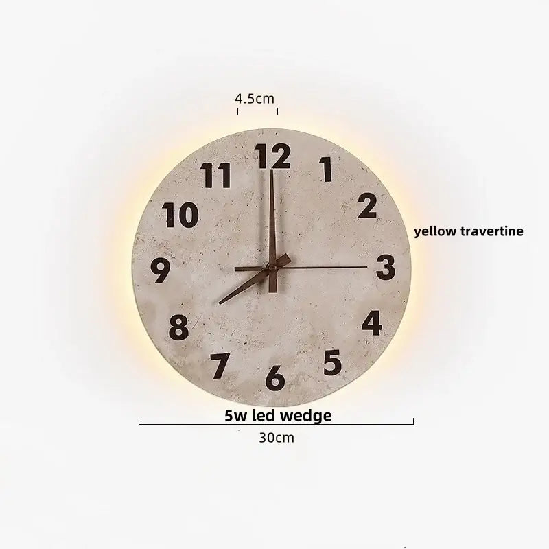 Modern yellow stone clock wall lamp bathroom backlight mirror light