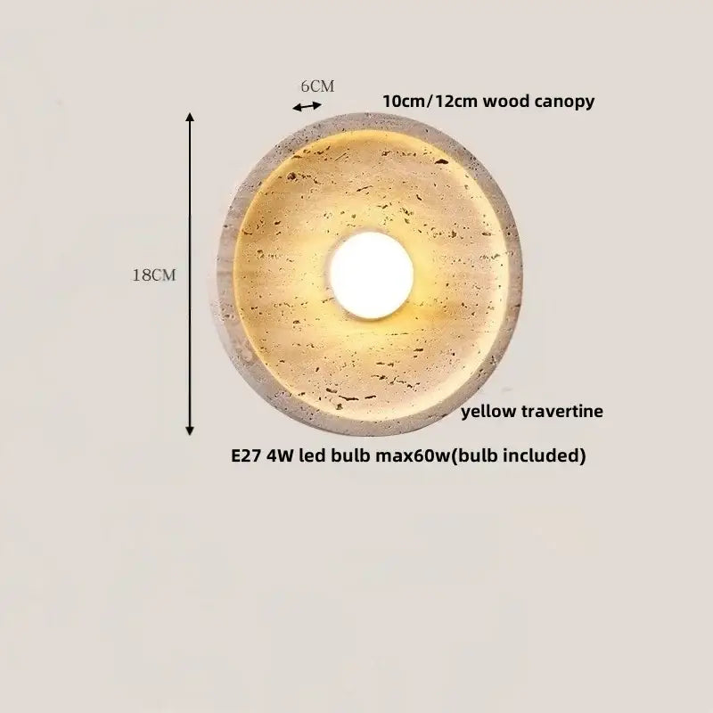 Modern concrete led stone wall lamp bedroom brass pull chain
