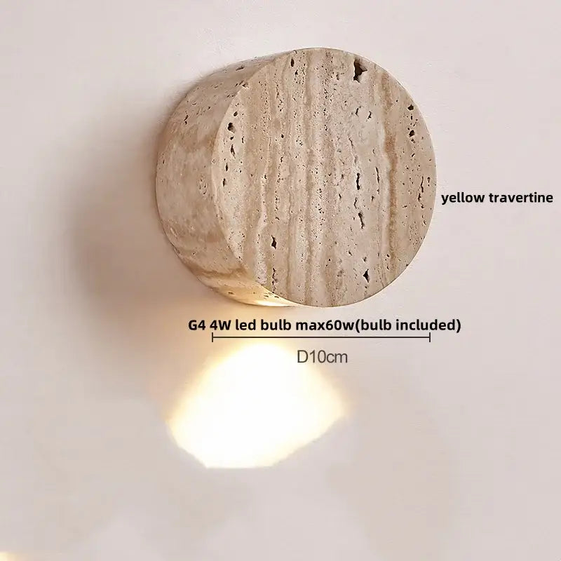 Modern beige stone wall lamp for living room warm textured sconce