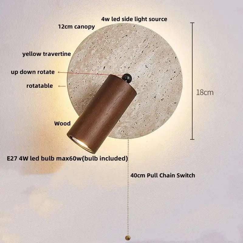 Modern beige stone wall lamp for living room warm textured sconce