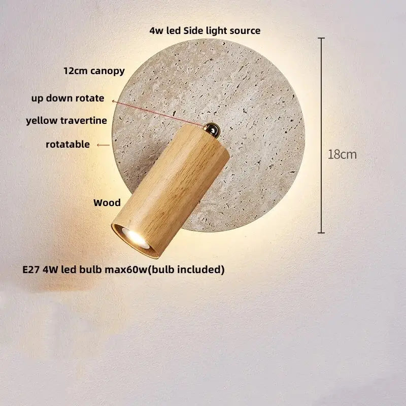 Modern beige stone wall lamp for living room warm textured sconce