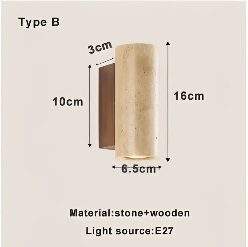 Wabi-sabi beige led stone wall sconce living room light