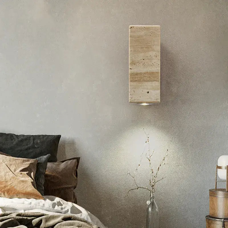 Wabi-sabi beige led stone wall sconce living room light
