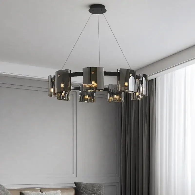 Modern black led straight line ceiling chandelier dining room light