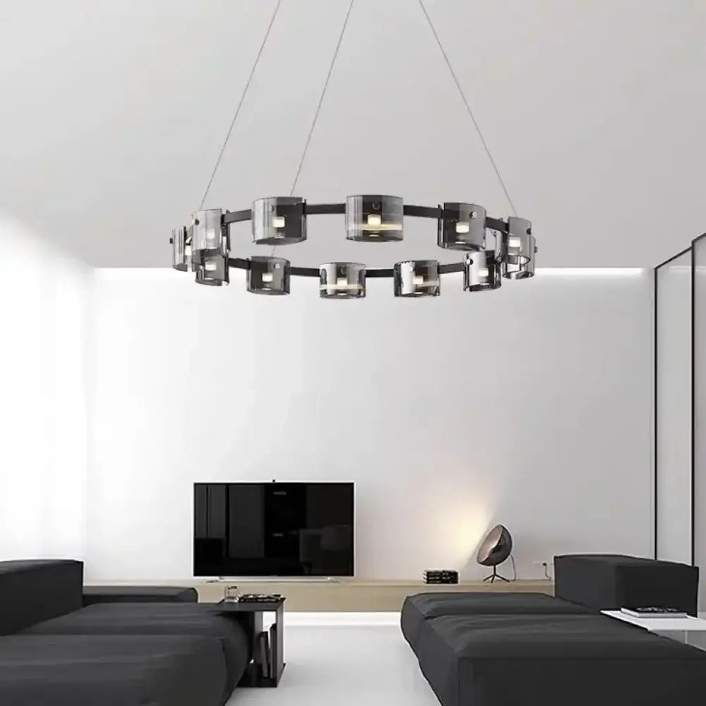 Modern black led straight line ceiling chandelier dining room light