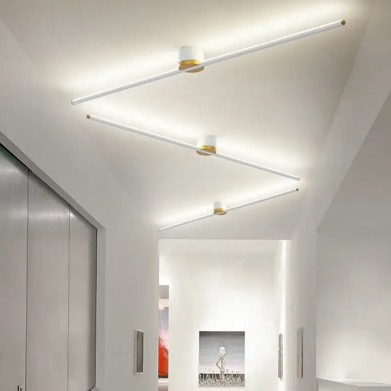 Modern white & gold led strip ceiling light bedroom