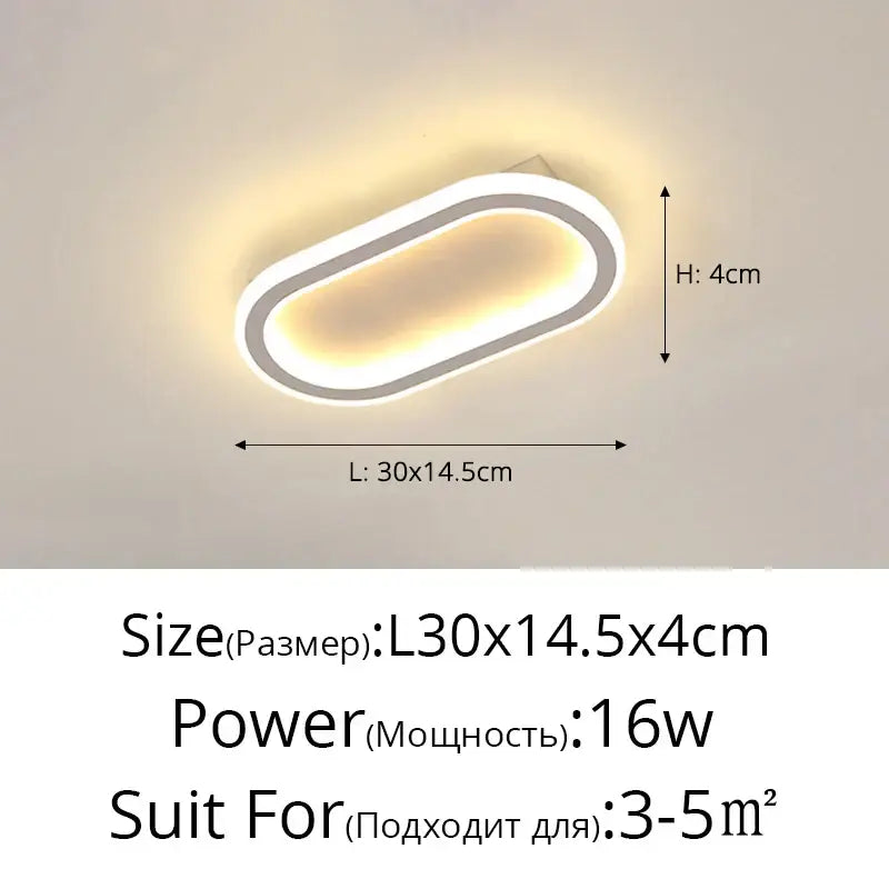 Modern oval black led strip ceiling lights for bedroom living room