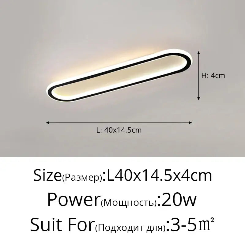 Modern oval black led strip ceiling lights for bedroom living room