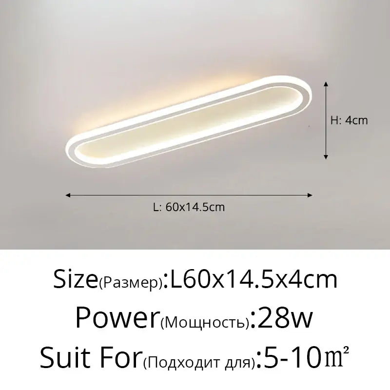 Modern oval black led strip ceiling lights for bedroom living room