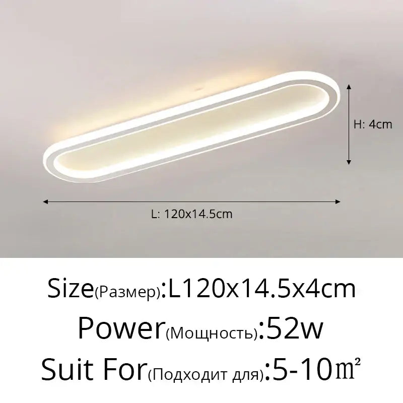 Modern oval black led strip ceiling lights for bedroom living room