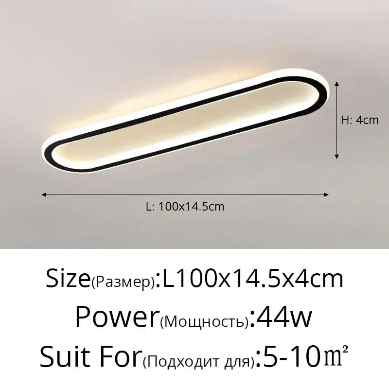 Modern oval black led strip ceiling lights for bedroom living room