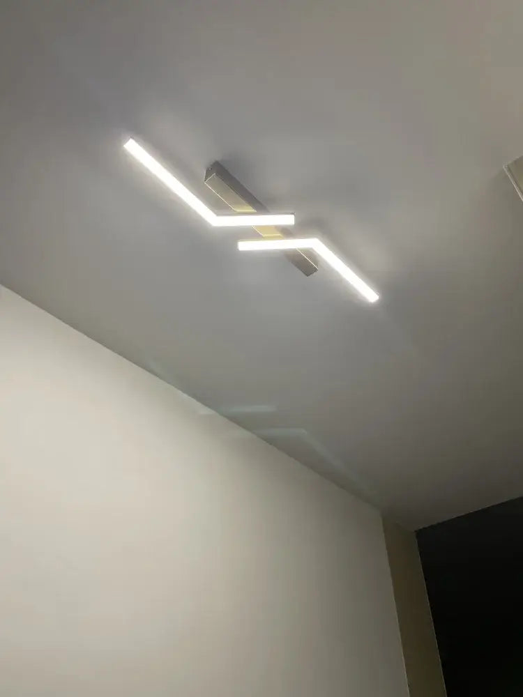 Modern black & white led strip ceiling lights corridor minimalist