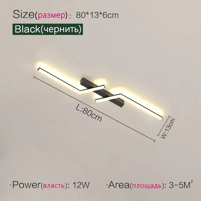 Modern black & white led strip ceiling lights corridor minimalist