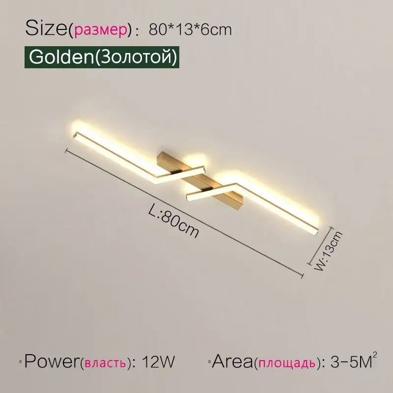Modern black & white led strip ceiling lights corridor minimalist