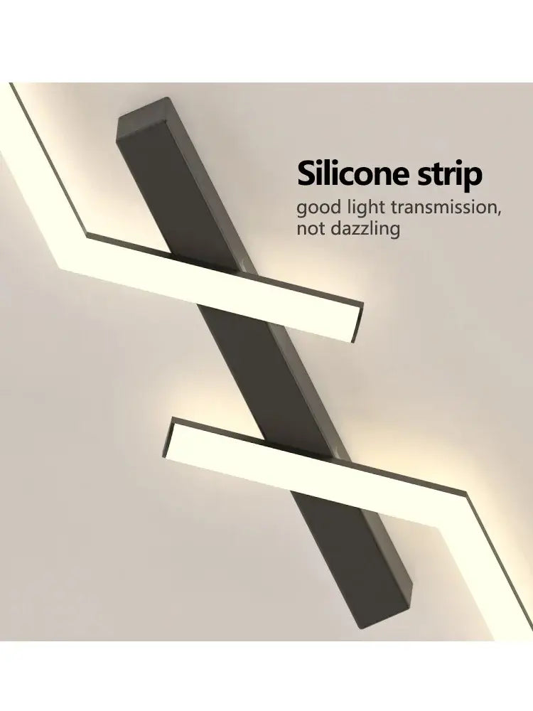 Modern black & white led strip ceiling lights corridor minimalist