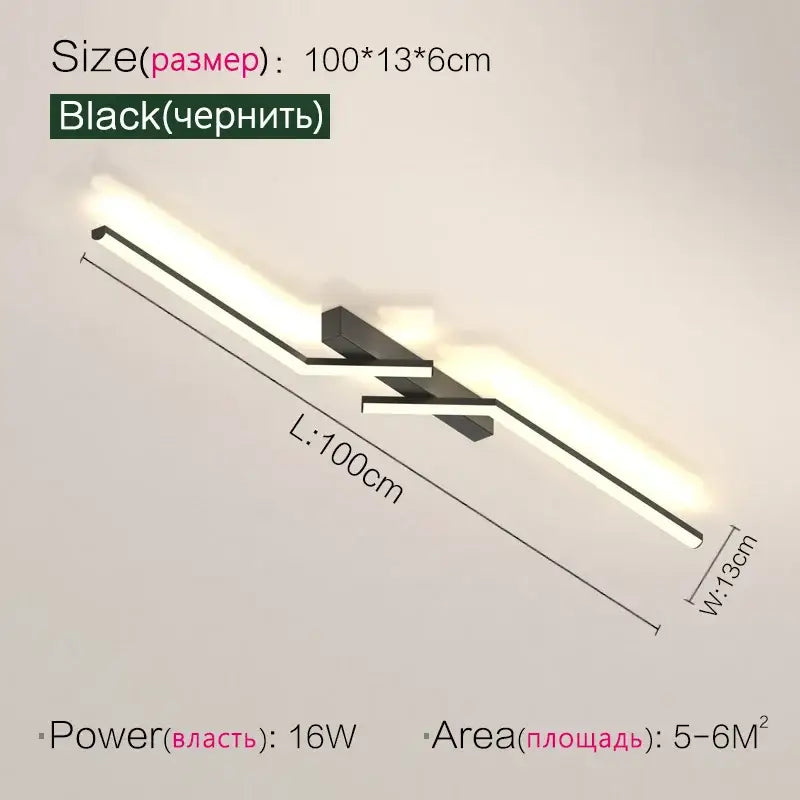 Modern black & white led strip ceiling lights corridor minimalist