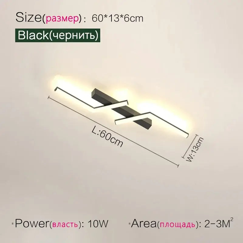 Modern black & white led strip ceiling lights corridor minimalist