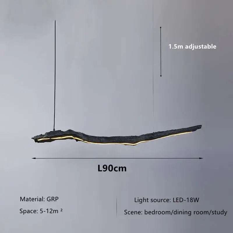 Organic black led strip lights dining room hanging pendant