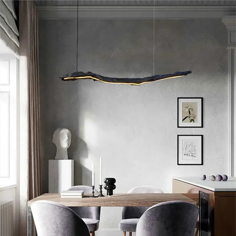 Organic black led strip lights dining room hanging pendant