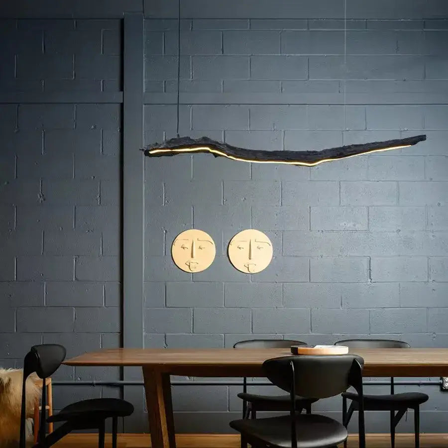 Organic black led strip lights dining room hanging pendant