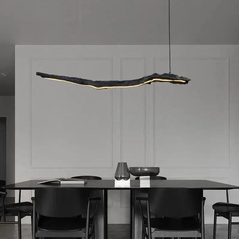Organic black led strip lights dining room hanging pendant